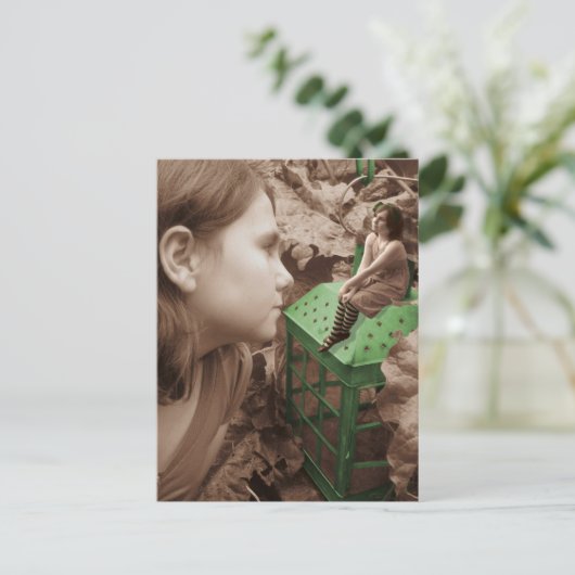 De groene lantaarn. briefkaart (Staand voorkant)