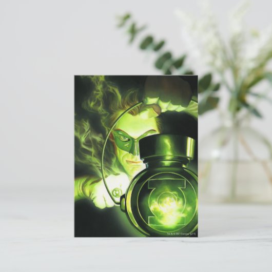 De groene lantaarn vasthouden briefkaart (Staand voorkant)