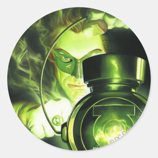 De groene lantaarn vasthouden ronde sticker (Voorkant)
