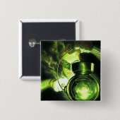 De groene lantaarn vasthouden vierkante button 5,1 cm (Voorkant /achterkant)