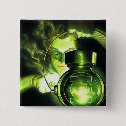 De groene lantaarn vasthouden vierkante button 5,1 cm (Voorkant)