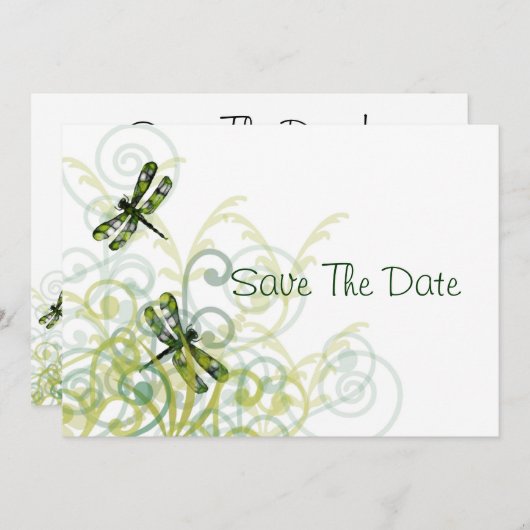 De groene libellen sparen de Datum Save The Date (Voorkant / Achterkant)