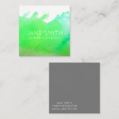 De groene logo waterverf moderne creatieve industr vierkante visitekaartje (Voorkant / Achterkant)