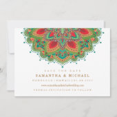 De groene Mandala Wedding Save the Date Card (Voorkant)