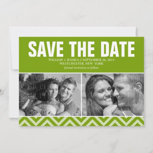 De groene Moderne Bieden sparen de Datum Save The Date (Voorkant)