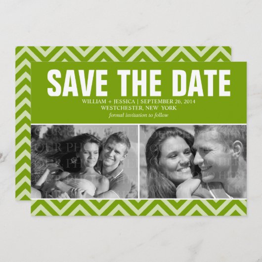 De groene Moderne Bieden sparen de Datum Save The Date (Voorkant / Achterkant)