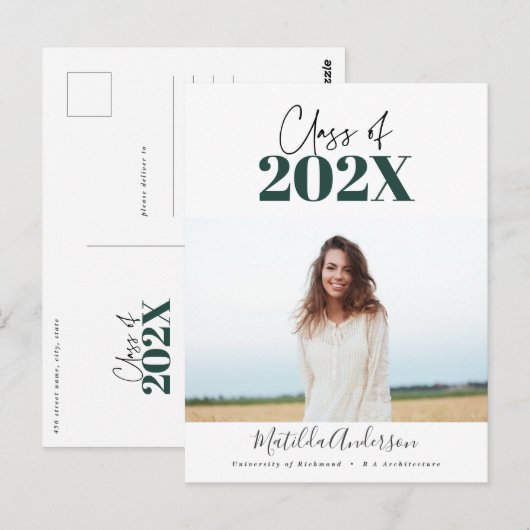 de groene moderne de fotoklasse van het manuscript briefkaart (Voorkant / Achterkant)