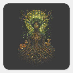 De Groene Moeder Vierkante Sticker