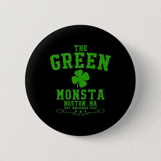 De groene Monsta Clic St Patricks Day Boston naam Ronde Button 5,7 Cm (Voorkant)