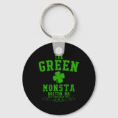De groene Monsta Clic St Patricks Day Boston naam Sleutelhanger (Voorkant)