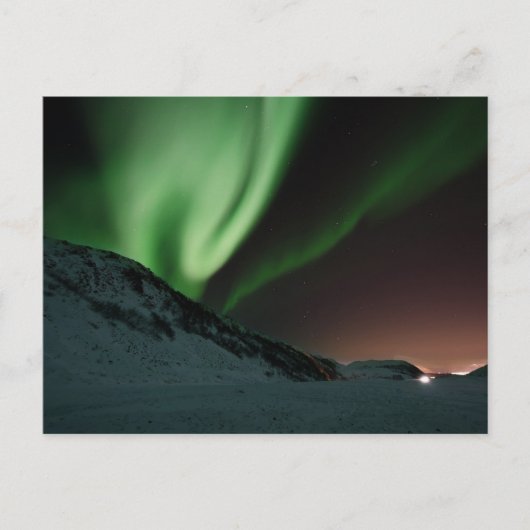 De groene Noordelijke Dageraad Borealis Noorwegen Briefkaart (Voorkant)