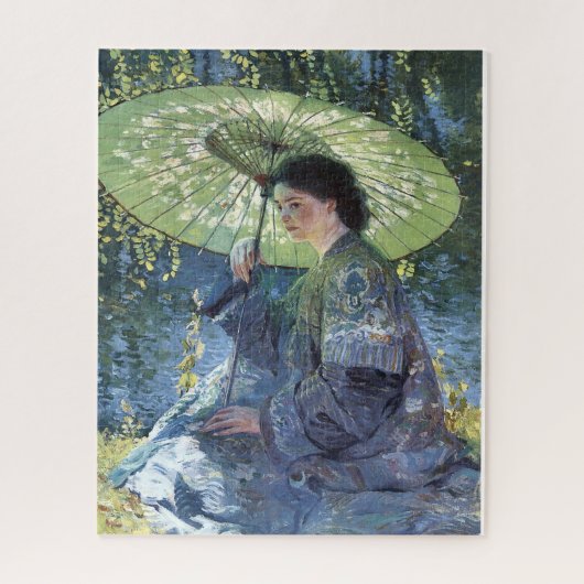 De groene parasol door Guy Rose Kunstlegpuzzel Legpuzzel (Verticaal)