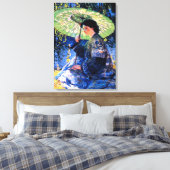 De groene parasol, een man Roos schilderij Canvas Afdruk (Insitu (Slaapkamer))