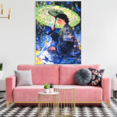 De groene parasol, een man Roos schilderij Canvas Afdruk (Insitu (Woonkamer))