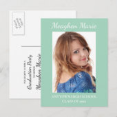 De Groene Partij van de Graduatie van de Foto van  Aankondigingskaart (Voorkant / Achterkant)