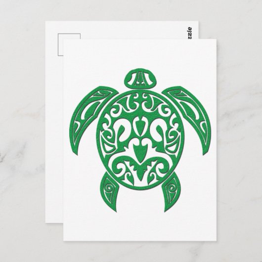 De groene Polynesische Schildpad van het Zee Briefkaart (Voorkant / Achterkant)