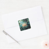 DE groene roze VAN DE ZWANGERSCHAP Vierkante Sticker (Envelop)