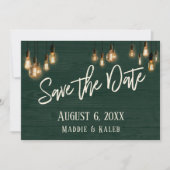 De groene Rustige Rood Edison lichten sparen de Da Save The Date (Voorkant)
