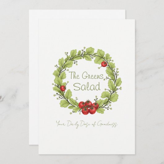 De groene salade kaart (Voorkant / Achterkant)