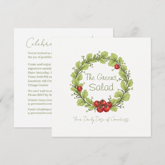 De groene salade kaart (Voorkant / Achterkant)