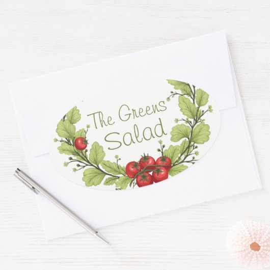 De groene salade ovale sticker (Envelop)