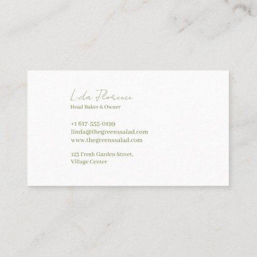 De groene salade visitekaartje (Achterkant)