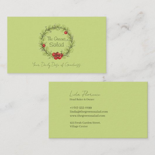 De groene salade visitekaartje (Voorkant / Achterkant)