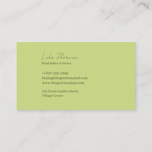 De groene salade visitekaartje (Achterkant)