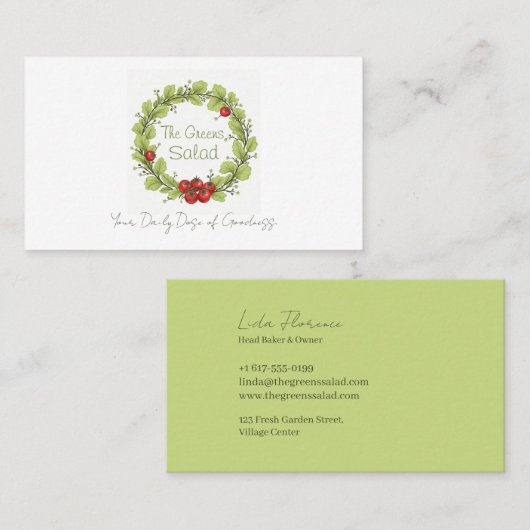 De groene salade visitekaartje (Voorkant / Achterkant)