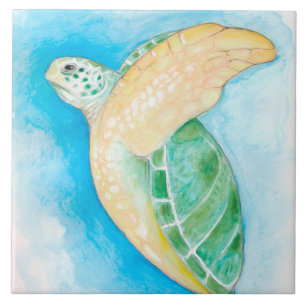 De groene Schildpad van het Zee Tegeltje