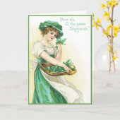 De Groene Shamrock Kaart (Gele Bloem)
