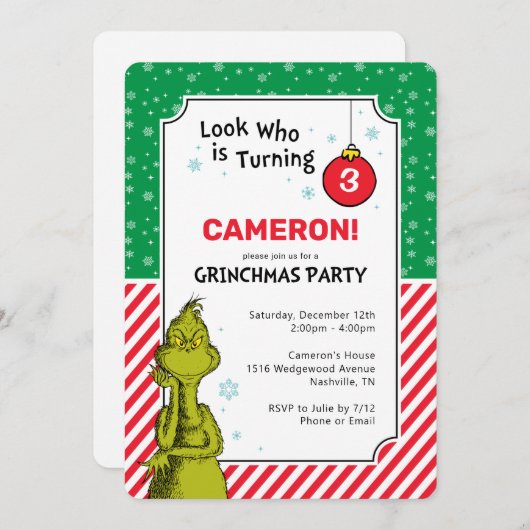 De groene sneeuwvlok van de Grinch Rood en de derd (Voorkant / Achterkant)