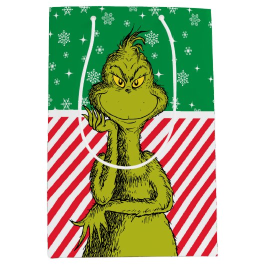 De groene sneeuwvlok van de Grinch Rood Medium Cadeauzakje (Voorkant)
