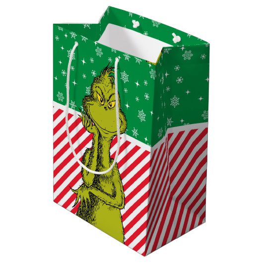 De groene sneeuwvlok van de Grinch Rood Medium Cadeauzakje (Achterkant Gekanteld)