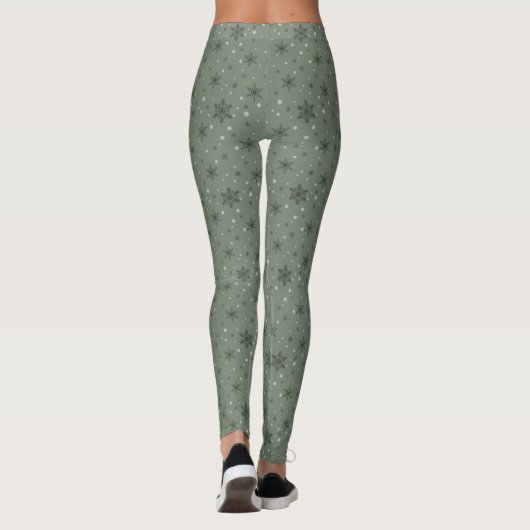 De Groene Sneeuwvlokken van de winter Leggings (Achterkant)