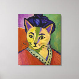 De Groene Streep Kat – Fauvistische Matisse-Geïnsp Canvas Afdruk