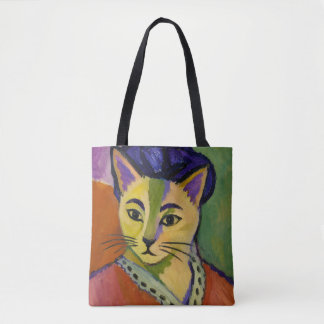 De Groene Streep Kat – Fauvistische Matisse-Geïnsp Tote Bag