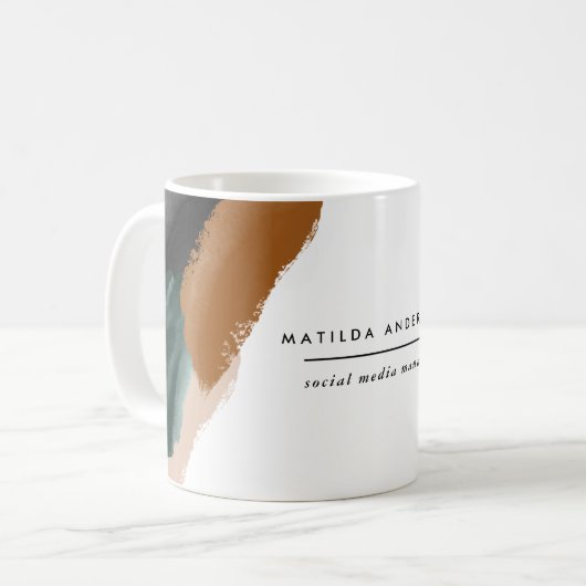 De groene terracotta abstracte waterverf moderne u koffiemok (Voorkant links)