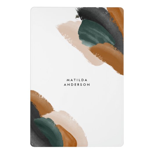 De groene terracotta abstracte waterverf moderne u mini klembord (Achterkant)