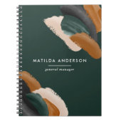 De groene terracotta abstracte waterverf moderne u notitieboek (Voorkant)