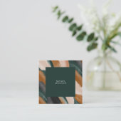 De groene terracotta abstracte waterverf moderne u vierkante visitekaartje (Staand voorkant)