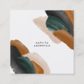 De groene terracotta abstracte waterverf moderne u vierkante visitekaartje (Voorkant)