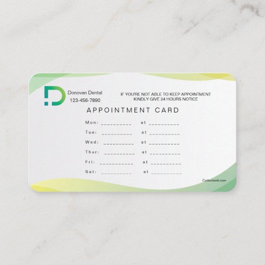 De Groene Tinten van het visitekaartje (Achterkant)