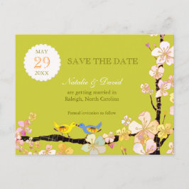 De Groene Tortelduifjes van de lente trekken spare Aankondigingskaart