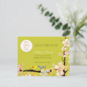 De Groene Tortelduifjes van de lente trekken spare Aankondigingskaart (Staand voorkant)