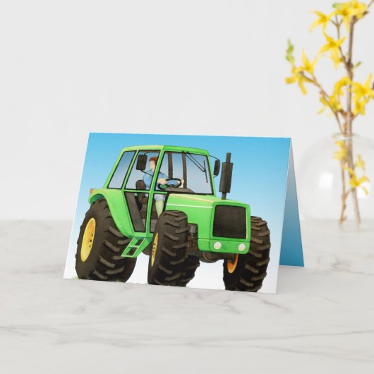 De Groene Tractor van het kind Kaart (Gele Bloem)