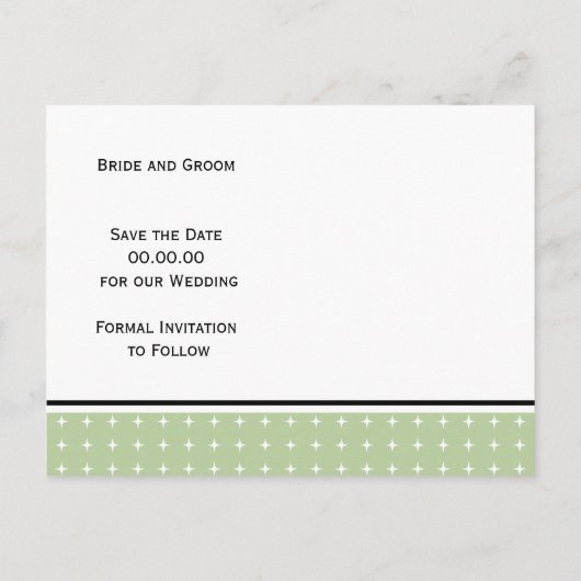 De groene typografie bruiloft sparen de Datum Aankondigingskaart (Achterkant)