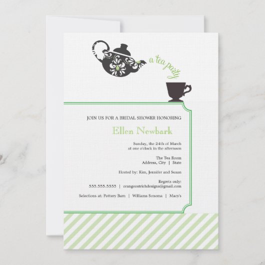 De Groene Uitnodiging van de Bridal - Tea (Voorkant)