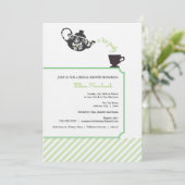 De Groene Uitnodiging van de Bridal - Tea (Staand voorkant)
