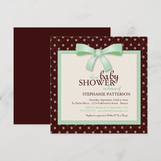 De groene Uitnodiging van het Baby shower van de (Voorkant / Achterkant)